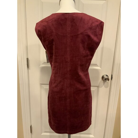 BCBG Max Azria Maroon Faux Suede Karlee Sleeveless Shift Dress, Size Small - Picture 6 of 8